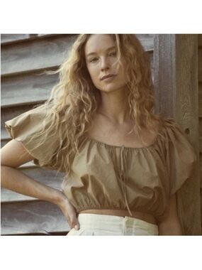 DOEN TOPAZ TOP - PRAIRIE SANDS Puff Sleeves Size S